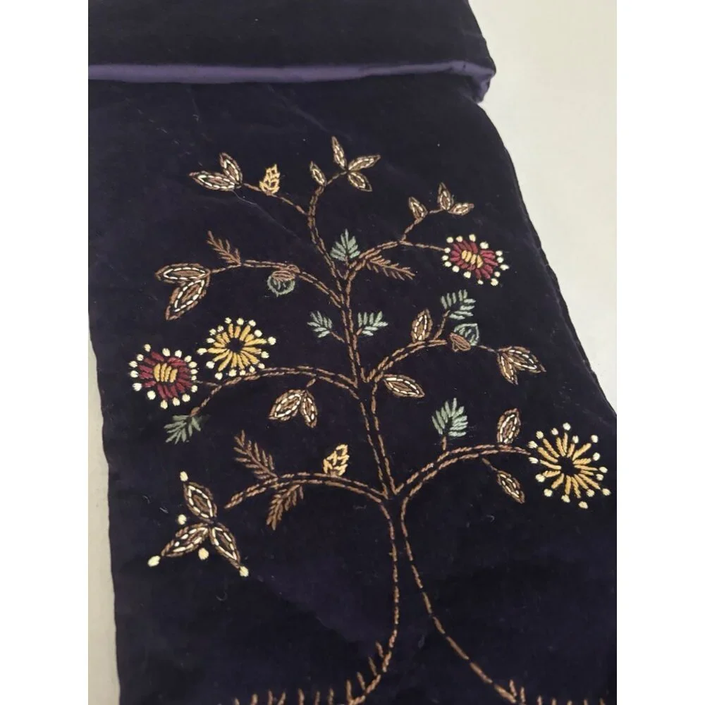 Pottery barn Retired Christmas Stocking Embroidered Purple Cotton Velvet